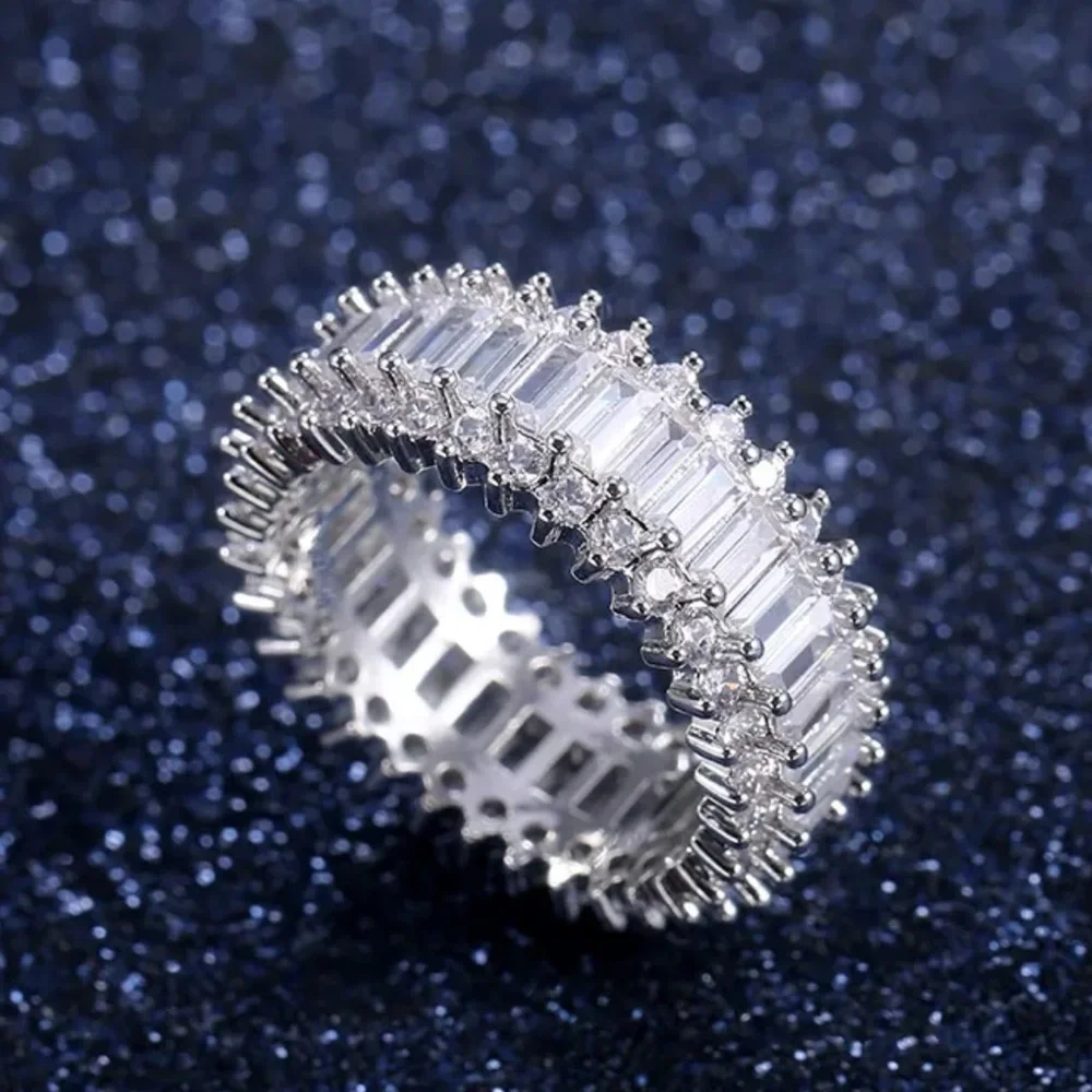 Artisan Silver Baguette and Pavé Eternity Ring - Picture 2 of 8